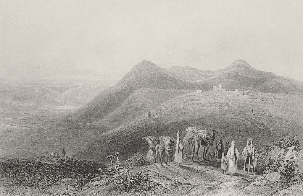 ISRAEL. Jezreel, Mount Gelboe & Beit She'an-Bartlett 1847 old antique print
